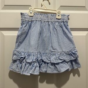 Crewcuts Blue & White Striped Ruffle Mini Skirt